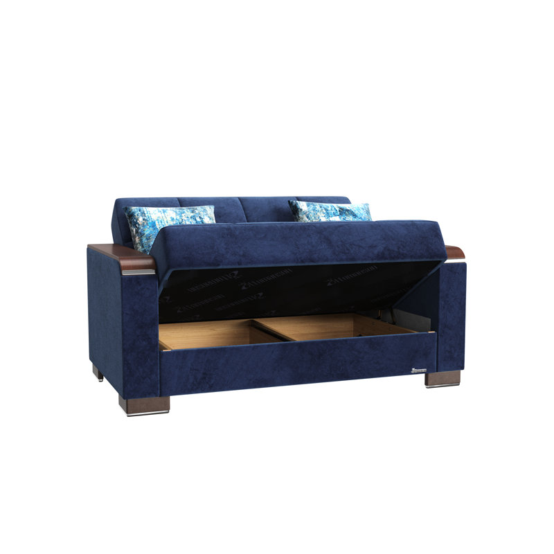 X rembourré avec boîte de rangement, microfibre bleue - option de sièges tendance et confortable, collection cachée, utilisation intelligente de l'espace