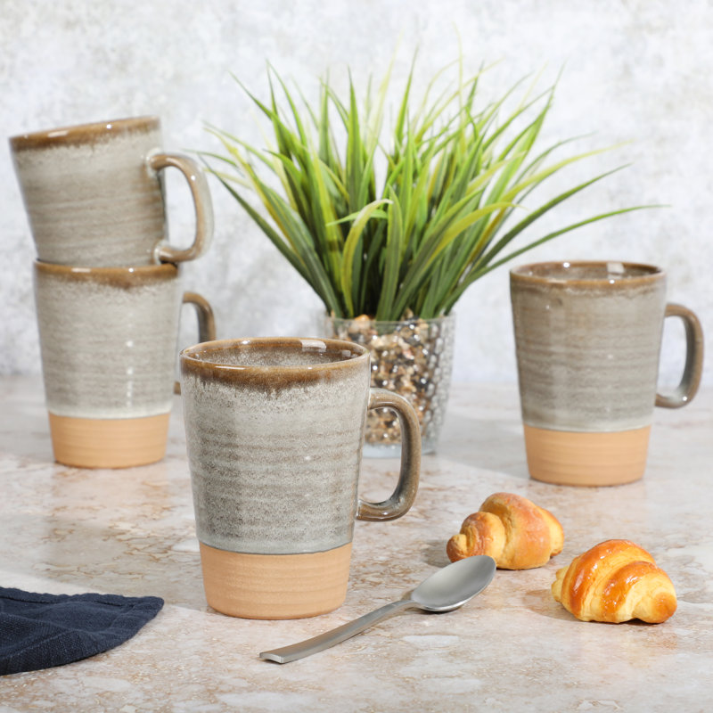 Gibson Elite Earthy Brown Ceramic 17 OZ Mug Set