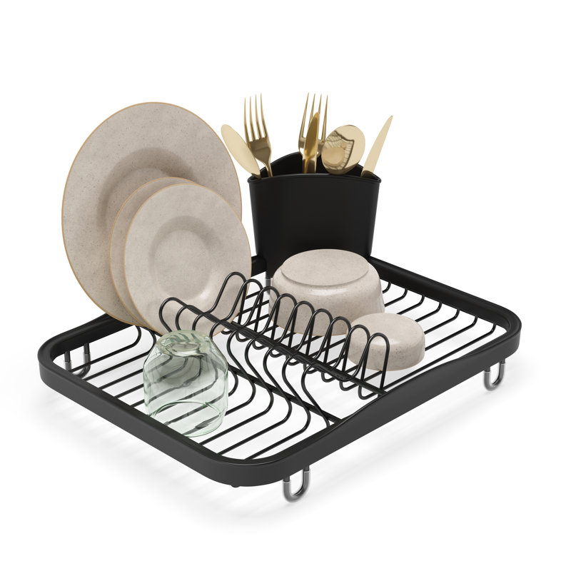 Sinkin Dish Rack, Lightweight Dish Drainer Kitchen Counter, Black