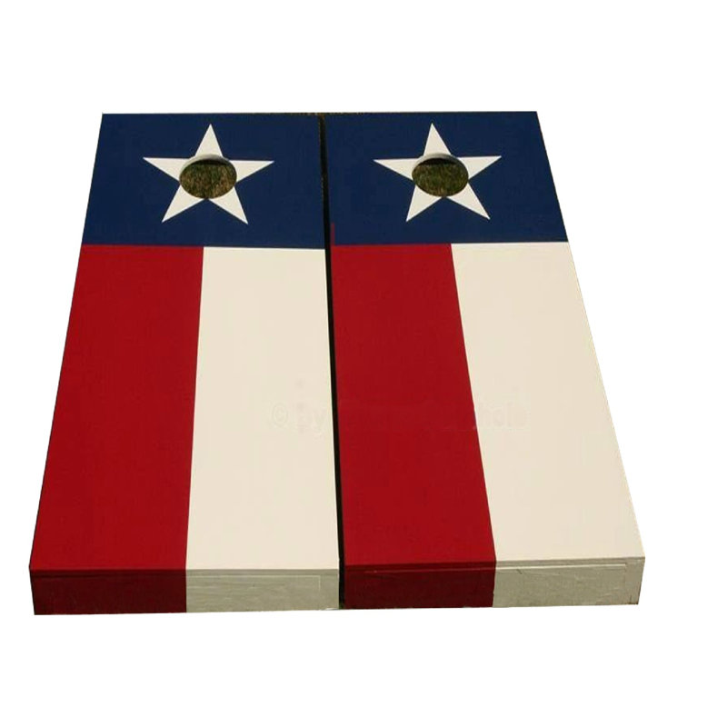 Cornhole Boards 2 po x 4 po, imprimé drapeau du Texas, ensemble de cornhole en bois massif, 8 sacs à billes, comprend deux planches de cornhole en bouleau baltique réglementaire
