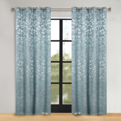 Finklea Floral Pattern Polyester Light Filtering/Room Darkening Rod Pocket Curtain Panels