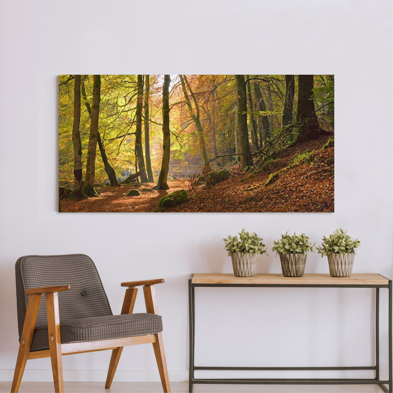 Autumn Beech Woods by Anonymous - Wrapped Canvas Print, 70 cm H x 140 cm W