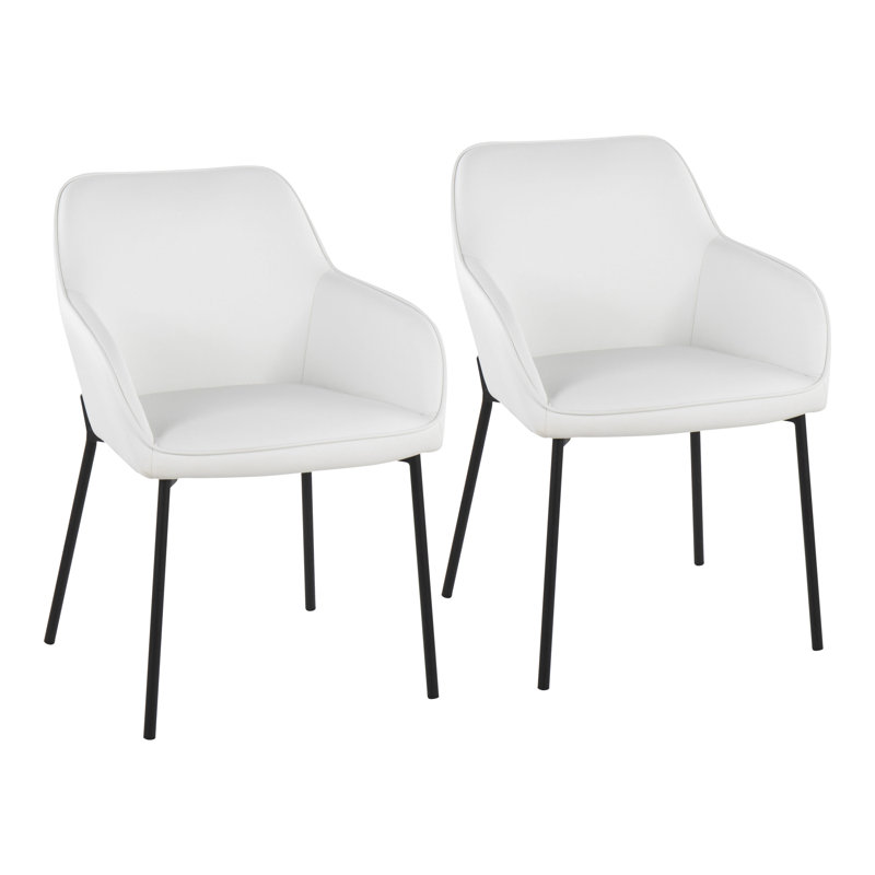 Cyr 19'' H Faux Leather Upholstered Armchair, Black, Camel