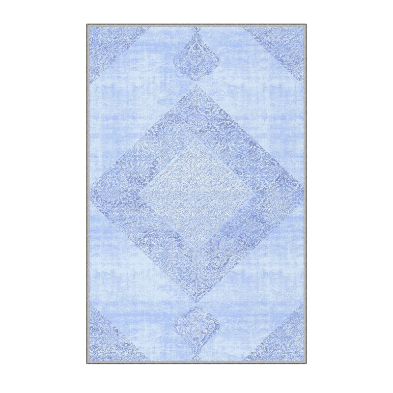 Stylish Woven Carpet, 1% Polyester, .3 in Pile Height | Antibacterial, Non-Slip PVC Felt Dot Underside, Machine Washable | 3D Digital Printing, Durable & Easy to Maintain - Perfect for Any Room
