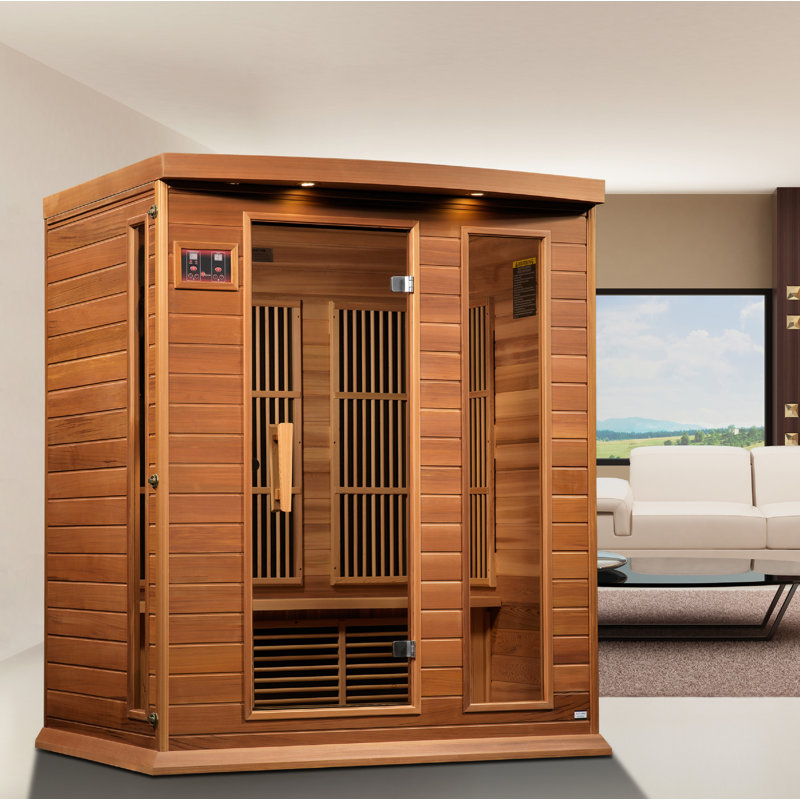 Dynamic Infrared 3 - Person Indoor Bluetooth Compatible FAR Infrared Sauna in Cedar