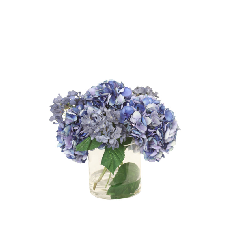 Baby Blue Hydrangea's in Glass Cylinder