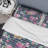 Pink and Purple Flowers on Striped Background - Traditional Duvet Cover Set - Microfiber Polyester-35228393