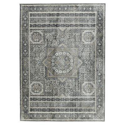 2' X 3' Charcoal And Gray Medallion Area Rug