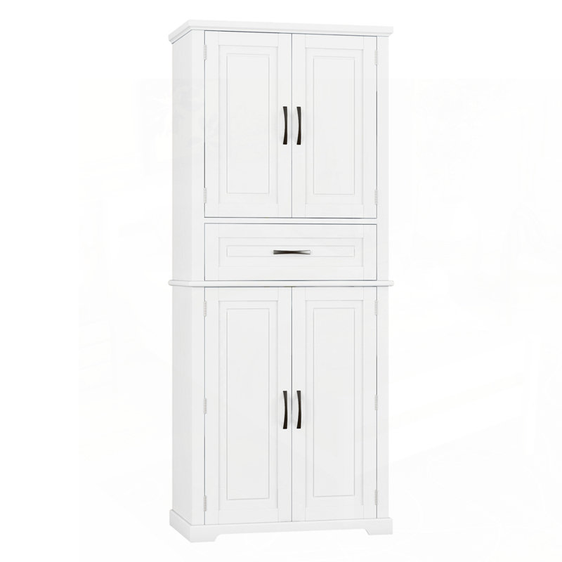 Armoire de rangement polyvalente pour salle de bain avec caractéristiques avancées, Blanc