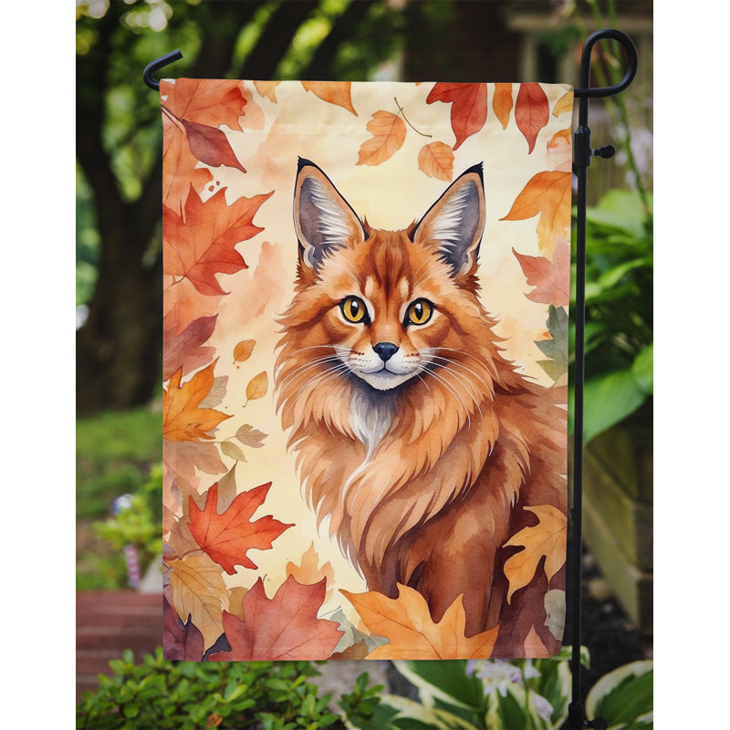 Chat en feuilles d'automne drapeau de jardin, Somali