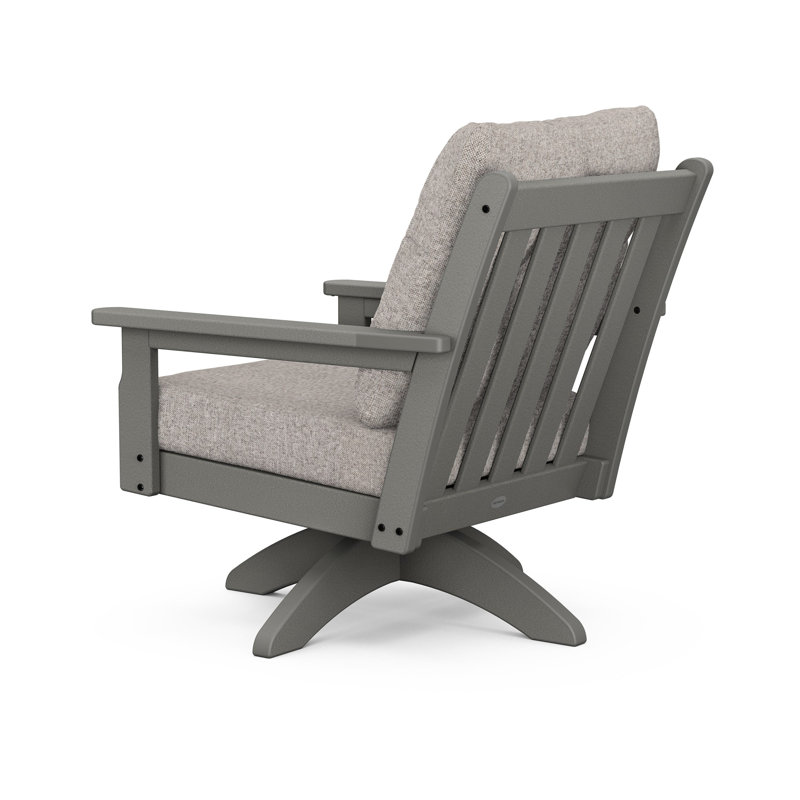 Chaise pivotante à assise profonde Lakeside Vineyard, Tweed usé, Gris ardoise