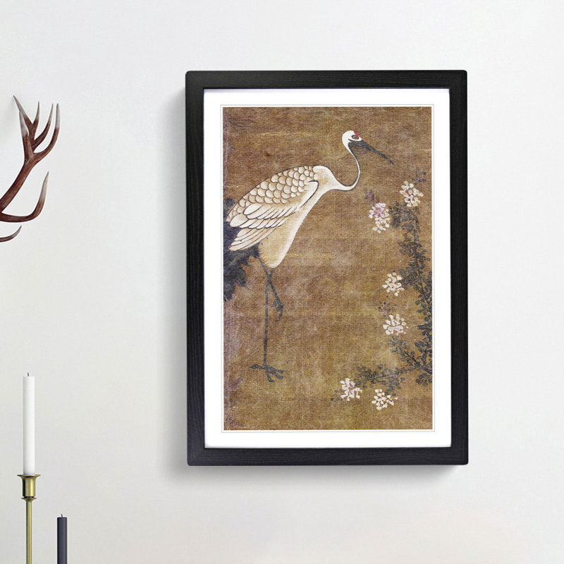 Stork by Tang Yin - Framed Print, 36cm H x 27cm W x 2cm D, Black Framed