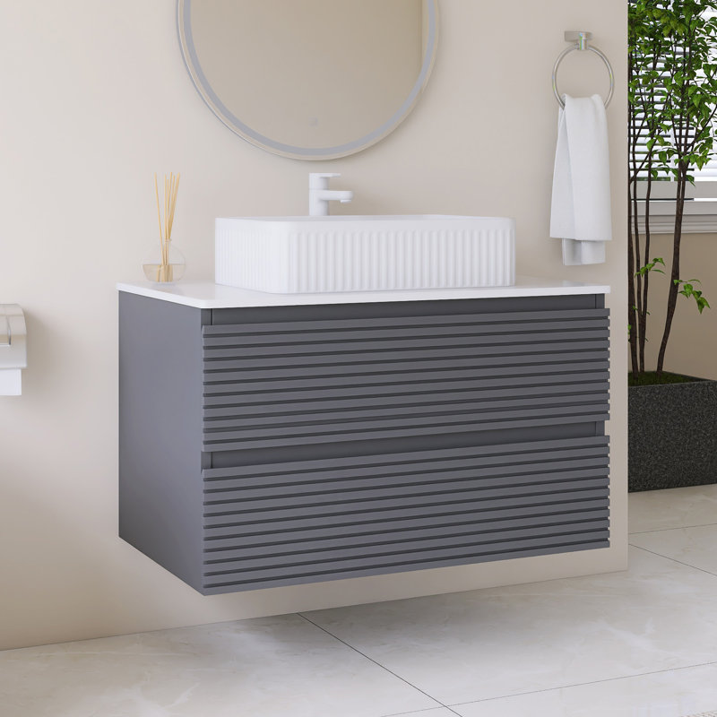 Meuble-lavabo mural simple 30 po avec comptoir Carrara, 29.92"