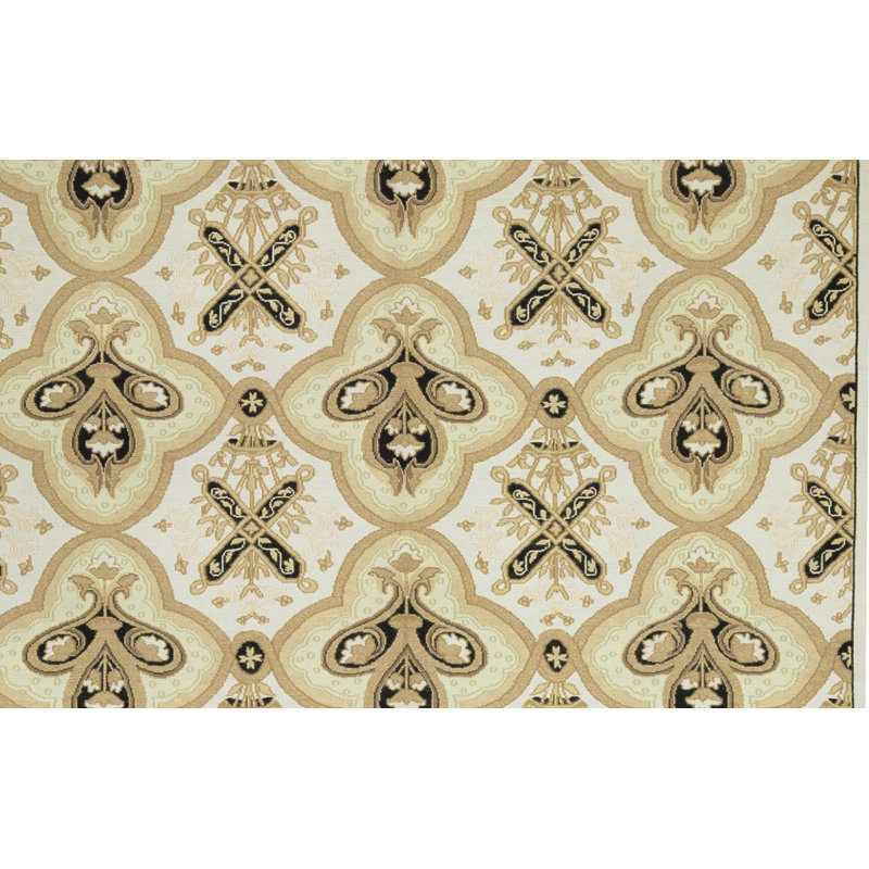 Tapis ivoire et ivoire noué à la main de haute qualité