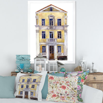 «Yellow Old Europe House Facade», reproduction d'art sur toile encadrée