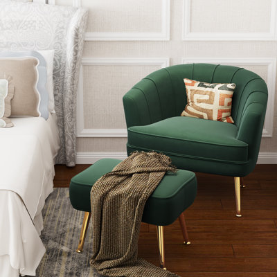 Latonia Upholstered Barrel Chair with Ottoman