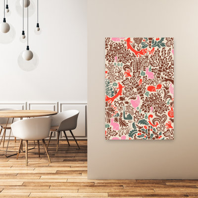 «Whimsical Woodland», impression d'art mural fantaisiste, abstrait, oiseau, lapin, forêt d'automne