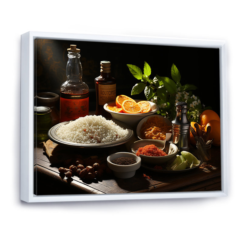 Aroma Cuban Food Impression - Art mural sur toile, Cadre flottant blanc, H 34 po x l 44 po