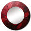 Shamkia cerisier feuillage feuilles I - grand miroir de feuilles, décor de miroir mural rond unique rouge, impression d'art en métal-657634101