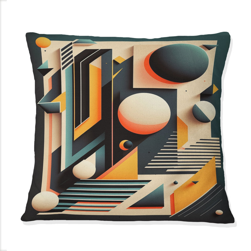 Coussin décoratif rétro avec motif géométrique abstrait I