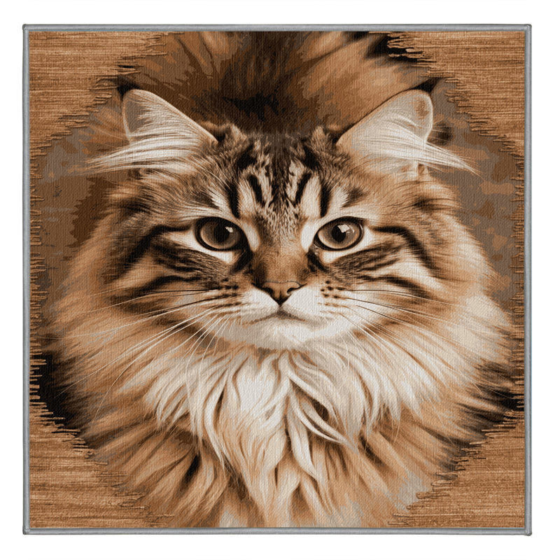 Washable Somali Cats Area Rug, Square 7'