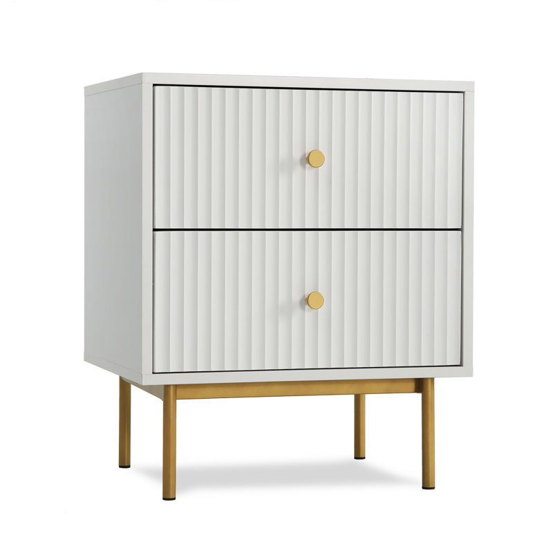 Aivis 50cm W Metal Bedside Table, White