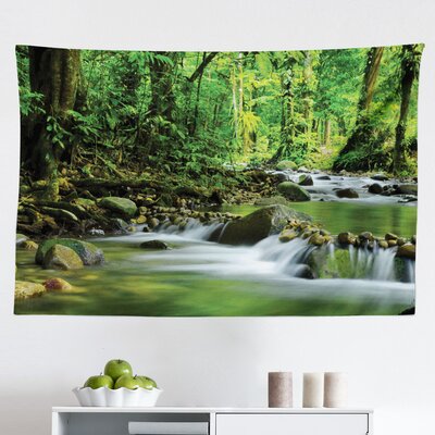 Rainforest Tapestry, Mountain Stream In A Tropical Rain Forest Foliage Countryside Wilderness Scene, Fabric Wall Hanging Decor For Bedroom Living Room -  East Urban Home, CC7FFAD4E9A34182BE37EDAFCD698E5F