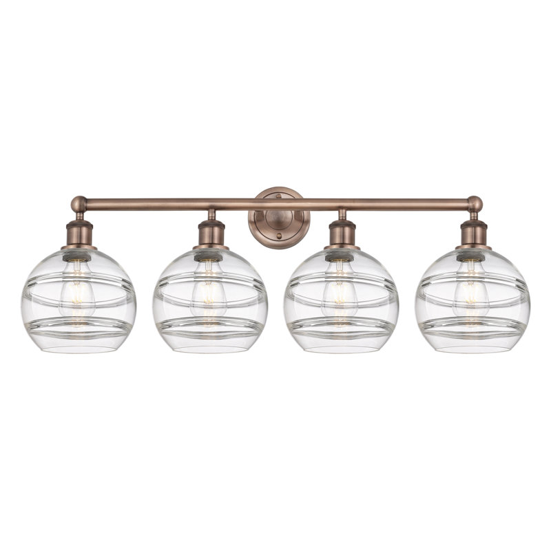 Chartoff 4 - Light Dimmable Vanity Light, Clear, Antique Copper