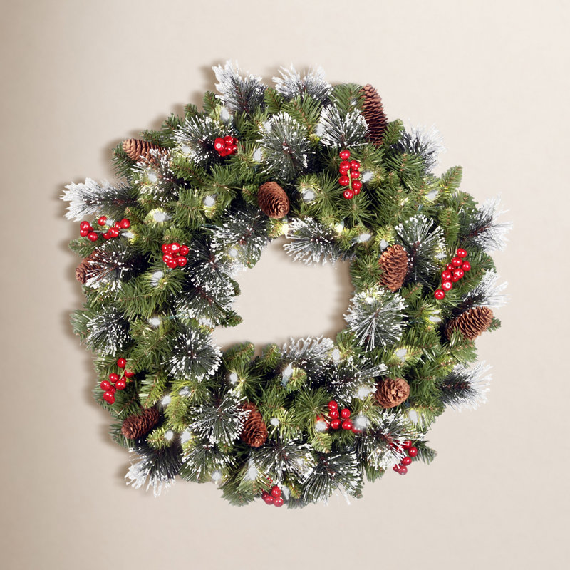 Crestwood Spruce Wreath with LED Lights, 24"