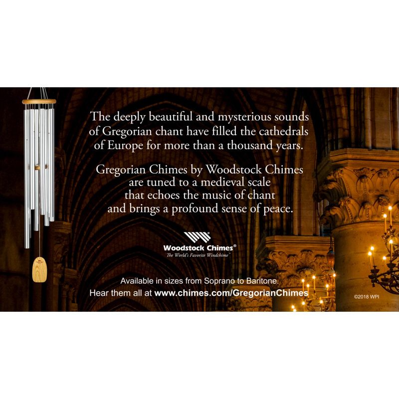 17'' Silver and Wood Gregorian Wind Chime