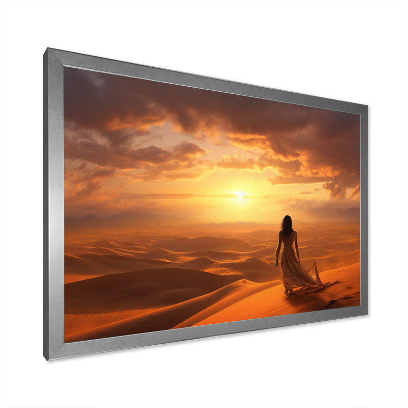Désert Oasis I - Paysages, art mural, salon, H 30 po x l 40 po x P 1,5 po, Cadre simple argenté