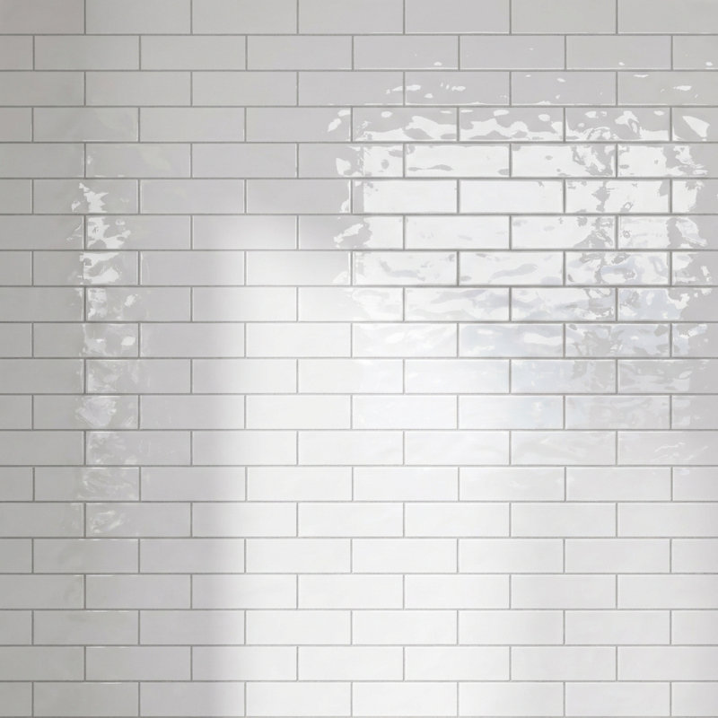 Vetri White Glossy 3x12 Ceramic Subway Wall Tile Handmade Look, White