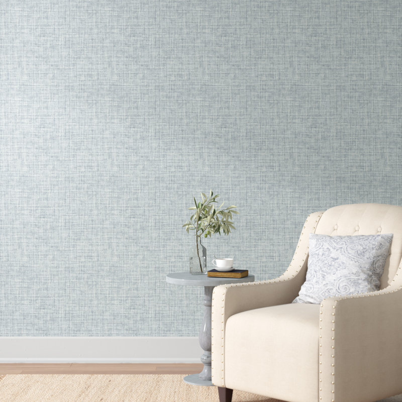 Rouleau de papier peint imprimé L 33 pi x l 20,5 po Amara Linen, Bleu ardoise