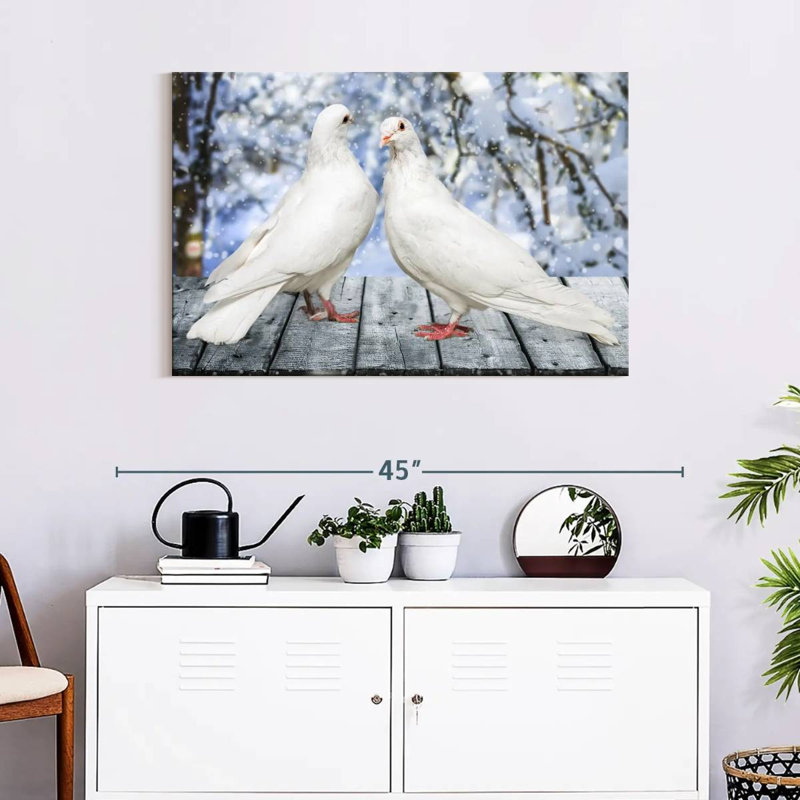 Brampt White Winter Doves, 24" H x 36" W