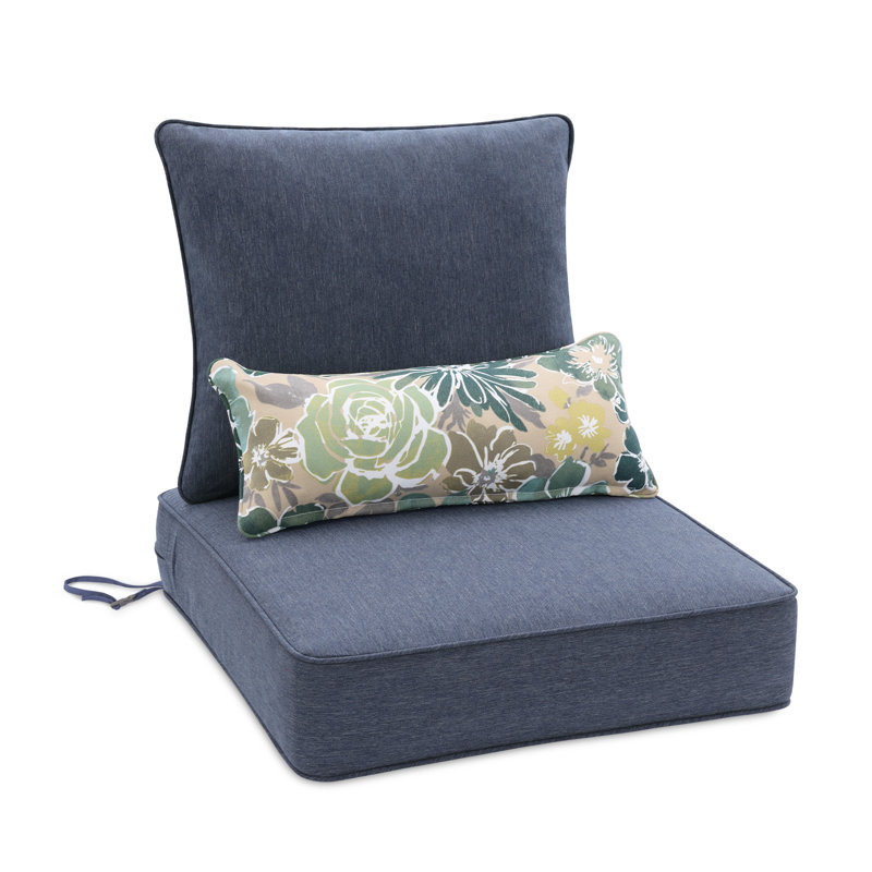  Outdoor Seat/Back Cushion, 22" W x 24" D, Chambray Blue