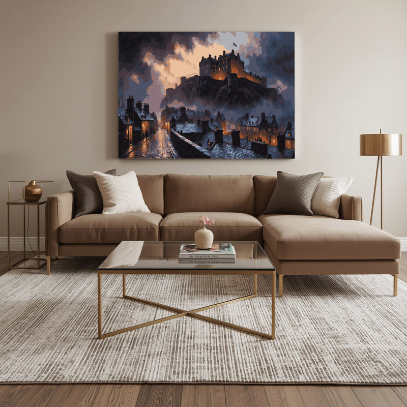 Art urbain sur toile, cités, Edimbourg, Écosse, H 20 po x l 30 po