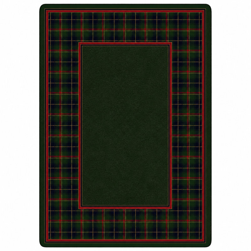 Alminus Design Center McIntyre Olive Plaid Bordered Area Rug, Rectangle 7'8" x 10'9"