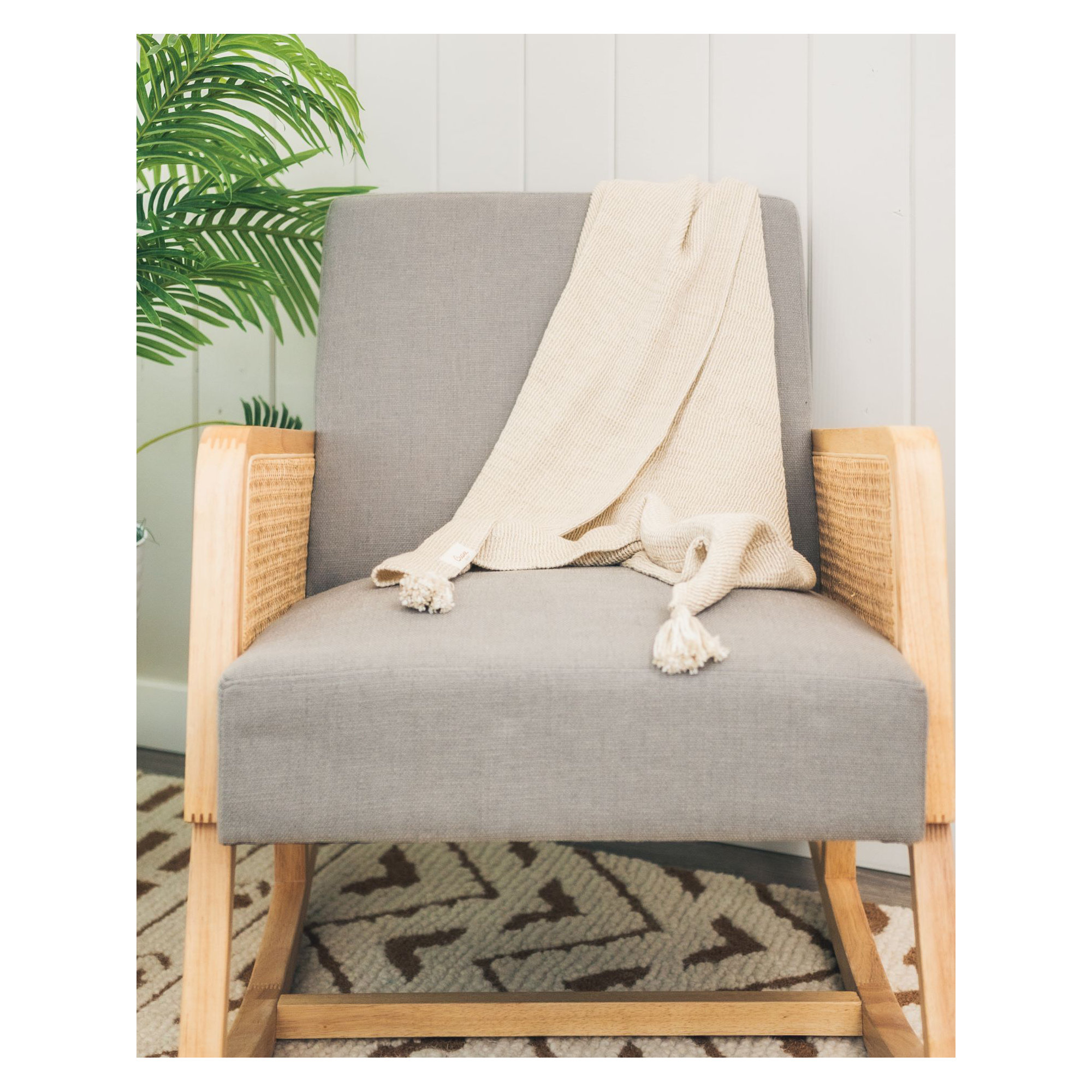 Cotton & Cashmere Baby Blanket, Baby Nursery & Registry, 36"x36" by Crane Baby, Beige