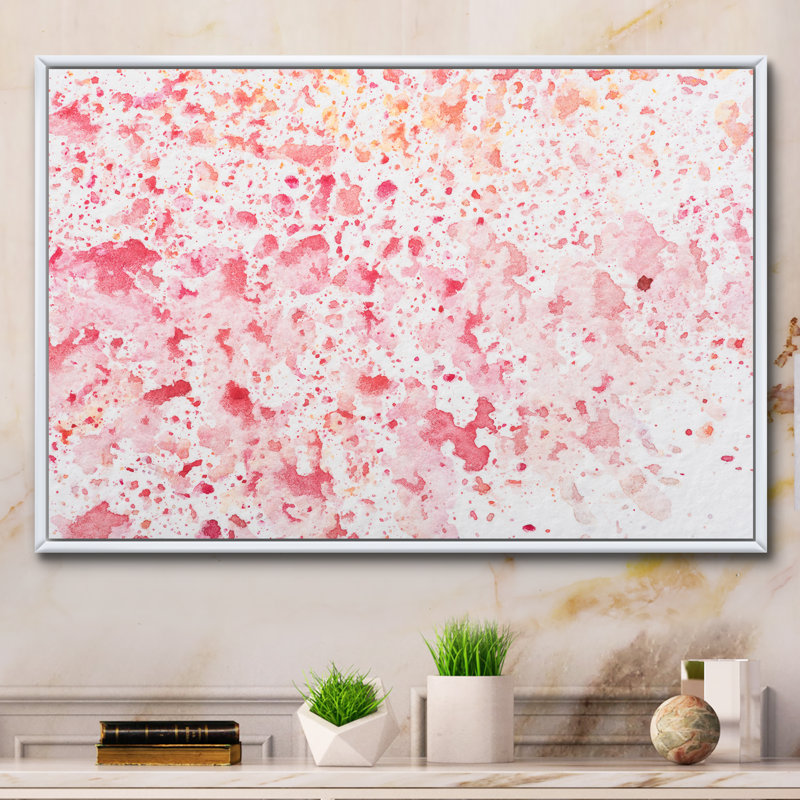 Red and Pink Stains - reproduction sur toile avec cadre flottant, H 8 po x l 12 po x P 1 po, Cadre flottant blanc