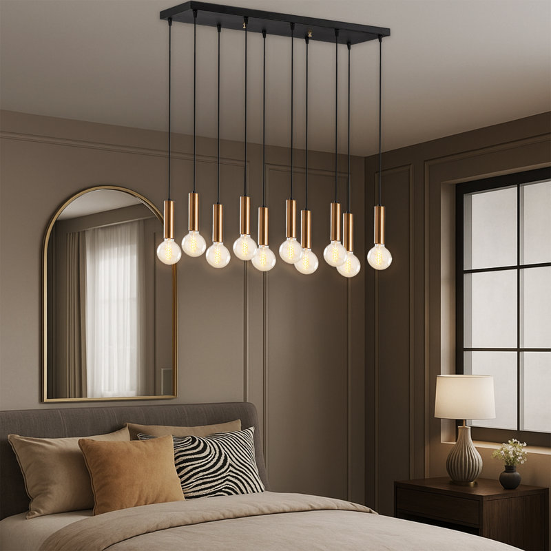 Luminaire suspendu pour îlot de cuisine à hauteur réglable avec 10 lumières