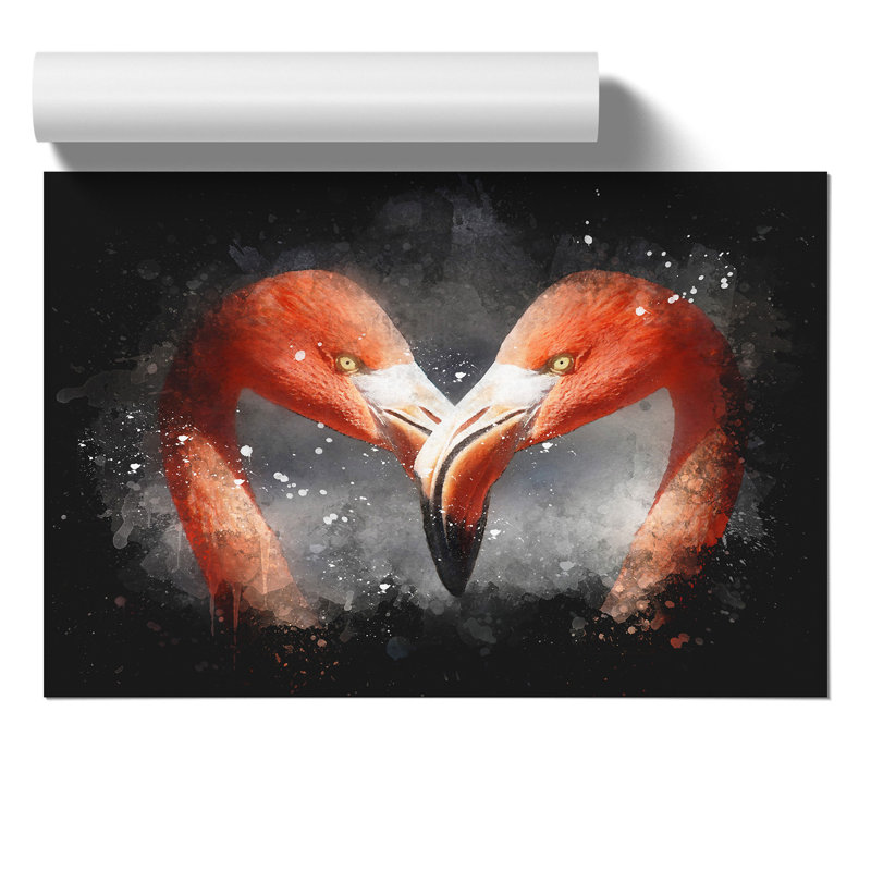 Pink Flamingo Paint Splash - Frameless Print, 59cm H x 84cm W x 0.1cm D