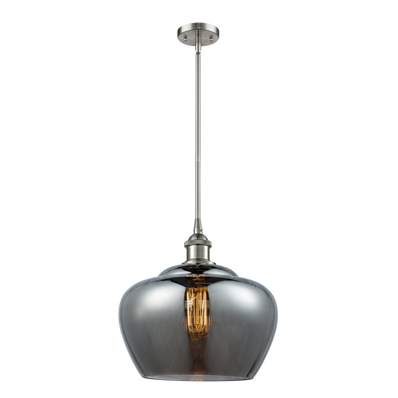 Ballston Fenton 11" - 1 Light 11" Mini Pendant, No Bulb Included, Plated Smoke, Brushed Satin Nickel