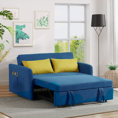 Canapé-lit à accoudoirs carrés de 55,5 po Caterina Structure de base solide, confortable, durable, beau et épais coussin, tendance, pratique