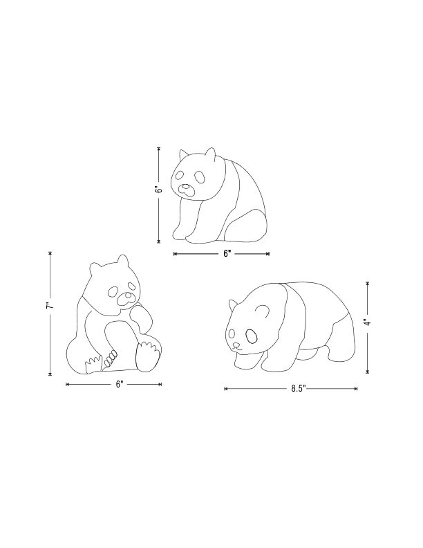 Ensemble 3 pièces d'objets de panda