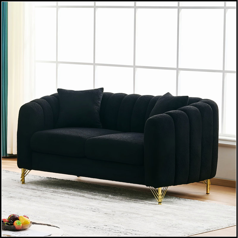 Canapé de luxe en chenille avec pieds en métal doré, pour des espaces de vie modernes et élégants, confort d'assise profond
