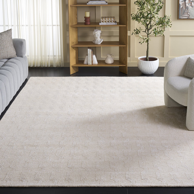 Ilianny Hand Tufted Viscose Wool Cotton Solid Color Rug, Rectangle 8' x 10'