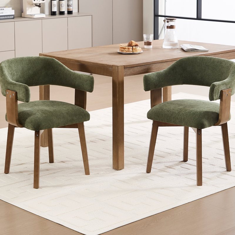 Chaise d'appoint moderne avec pieds et accoudoirs en bois massif, chaise d'appoint rembourrée à dossier courbé