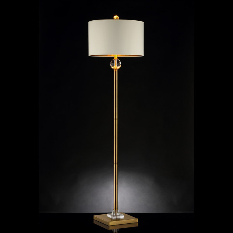 Perspicio Solid Crystal Orb Gold Column Floor Lamp