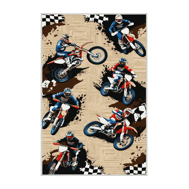  Tapis lavable Motocross Sports, Rectangle 6 pi x 9 pi