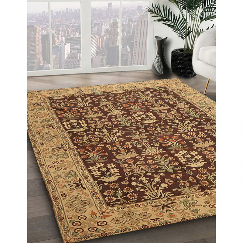 Tapis brun à motif oriental, Rectangle 7 pi x 10 pi